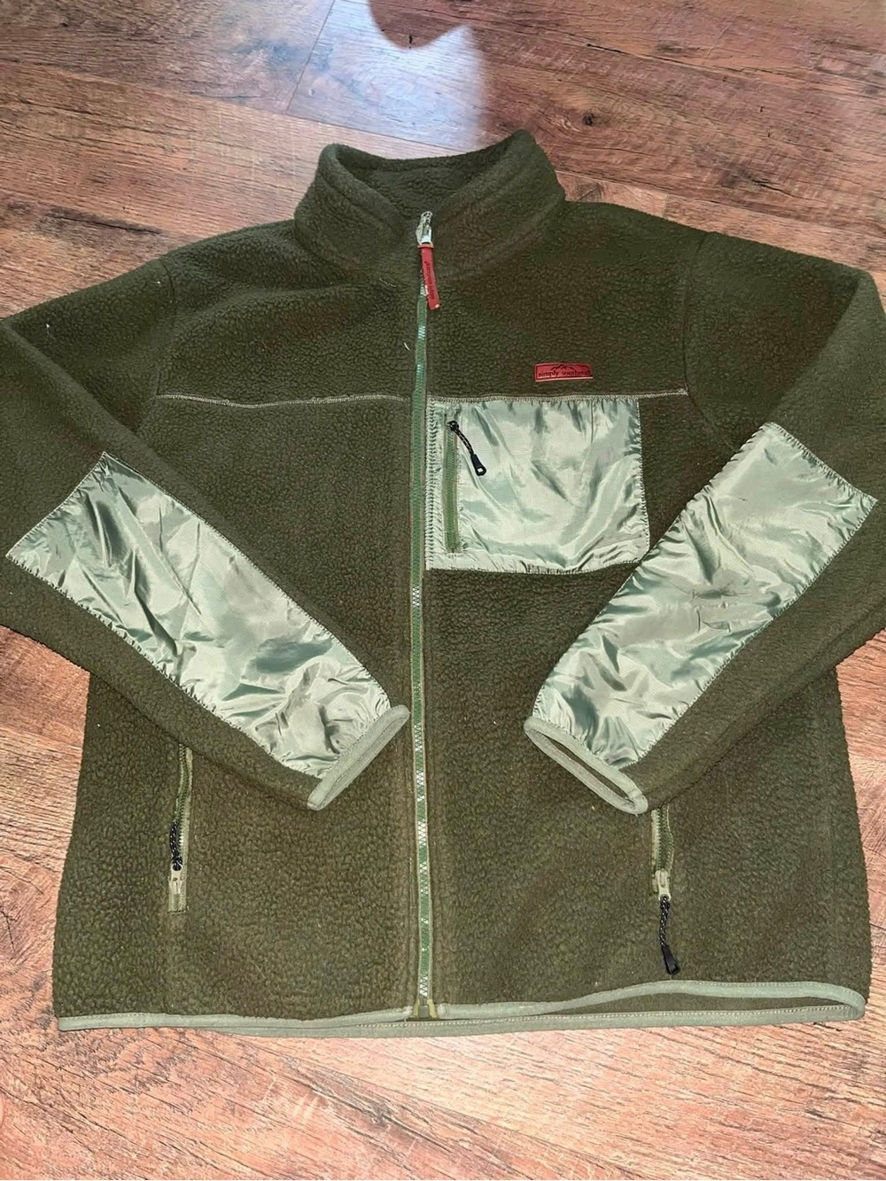 Simply Southern Olive Green Lightweight Fleece Jacket with Sage Panels